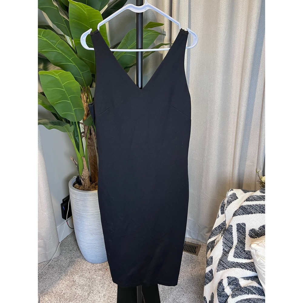 White House Black Market Aura Collection Black V-Neck Sheath Dress Womens 10 - Picture 1 of 4